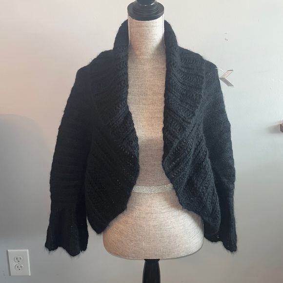 Lauren Vidal Linda Shawl Collar long Sleeve Open Sweater Vest sz M Mohair Blend. - Picture 1 of 7